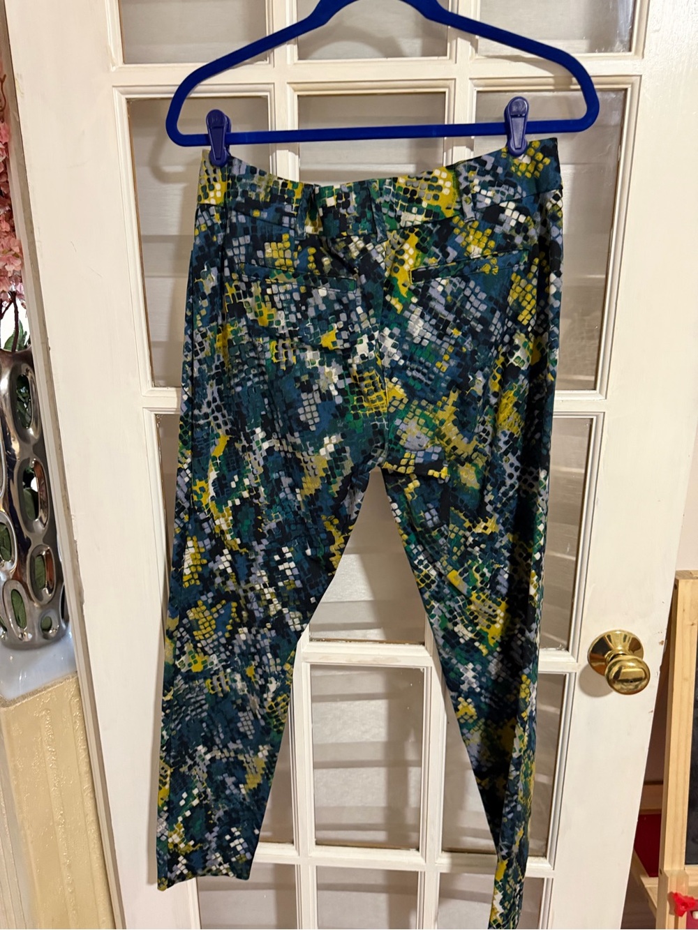 Womens Patterned Leggings in Teal & Yellow